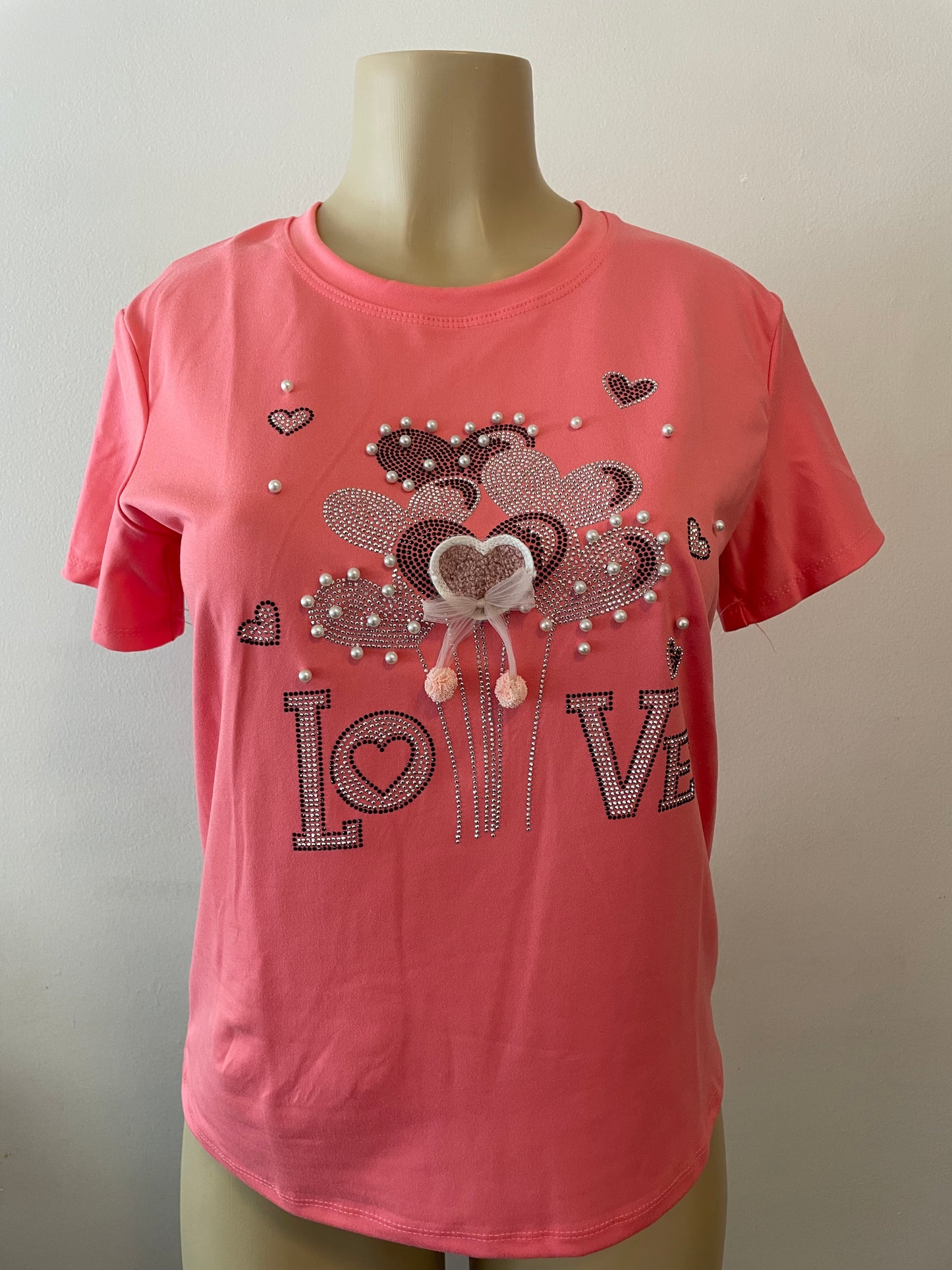 Camisa love con perlitas